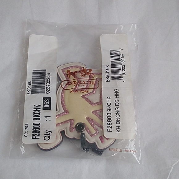 Coach F28600 Keith Haring Dancing Dog Hanging Charm Tag BK/Chalk - Picture 4 of 8